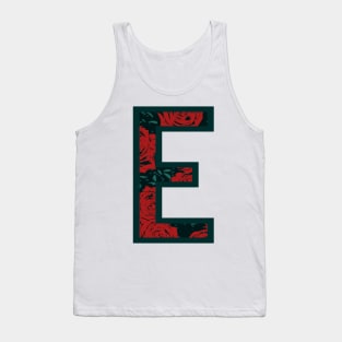 Modern Rose Floral Initial Name Alphabet - Letter E Tank Top